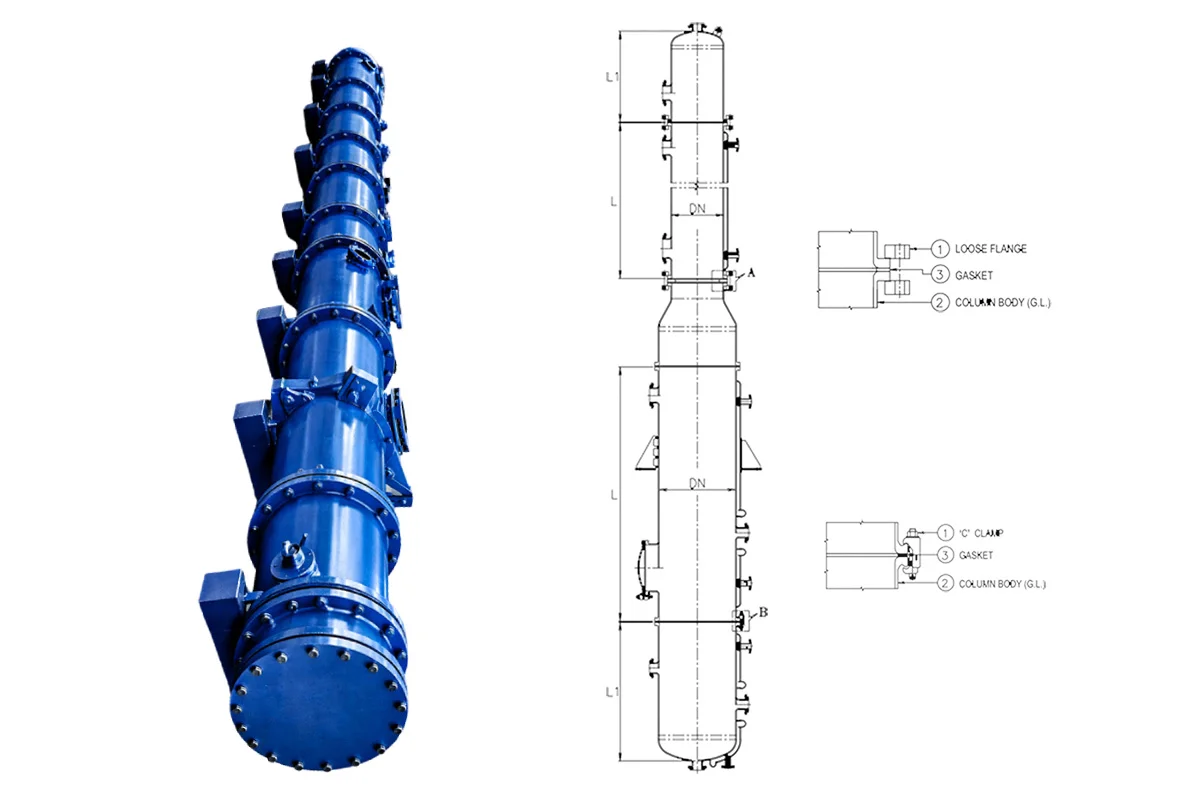 Glass Lined Distillation Columns 2D Structure - Glasskem