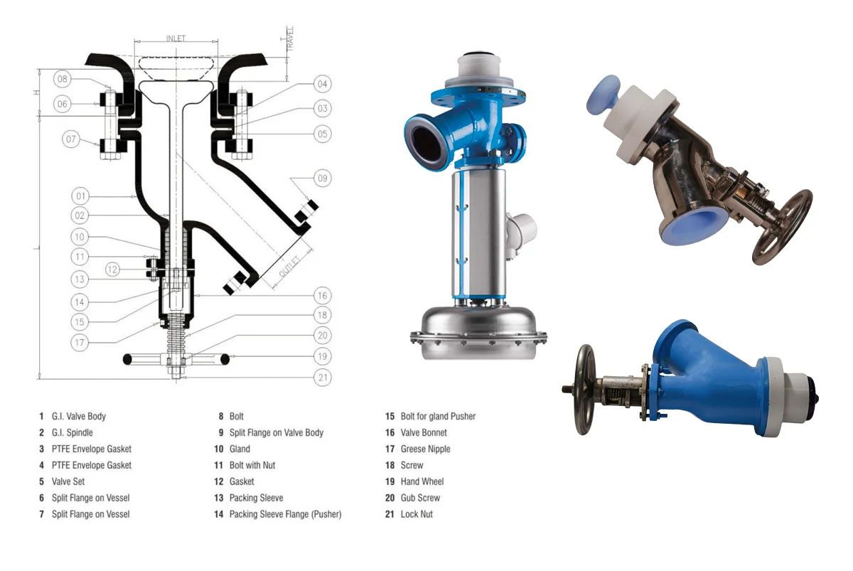 Flush Bottom Outlet Valve 2D Structure - Glasskem