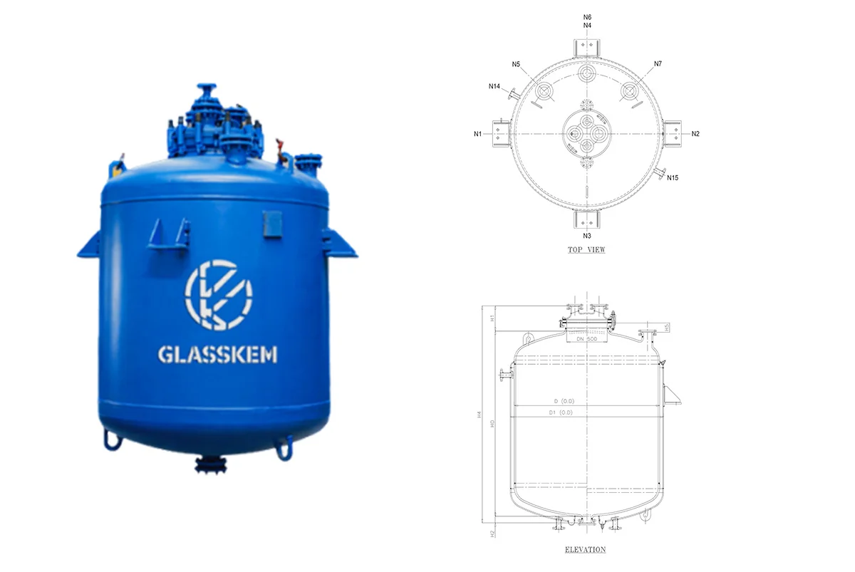 Glass Lined Vertical Storage Tank 2D Structure - Glasskem